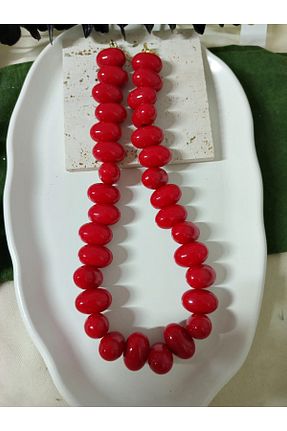 گردنبند جواهر قرمز زنانه روکش طلا mos&more - کد 949891593