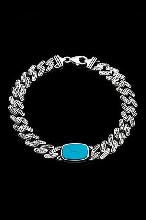 دستبند نقره طوسی مردانه 925 عیار OTTOTESBİH - کد 950093971
