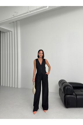 ست بالاتنه و پائین تنه مشکی زنانه بافتنی OUZ Fashion - کد 950547126