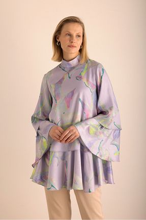 بلوز بنفش زنانه گلدار Aker - کد 950643483