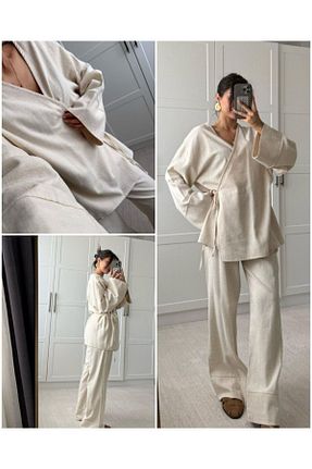 ست بالاتنه و پائین تنه قهوه ای زنانه Kimono-Pantolon FA Butiq - کد 950652768