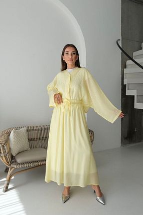 ست بالاتنه و پائین تنه زرد زنانه اورسایز FA Butiq - کد 950652811