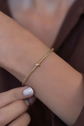 دستبند طلا زرد زنانه 14 عیار Bayar Gold - کد 951070595
