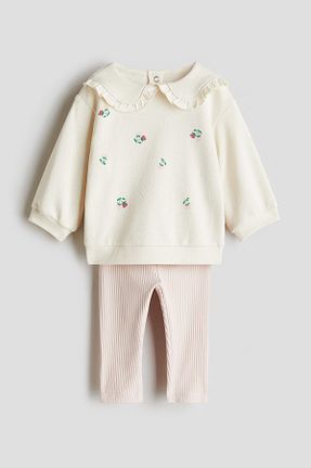 سوئیشرت سفید بچه گانه یقه نوزاد H&M - کد 951079034