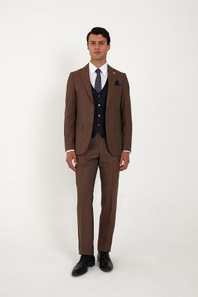 کت و شلوار قهوه ای مردانه یقه نوک تیز The Tailor Classics - کد 951944352