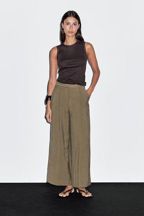 شلوار جین سبز زنانه پاچه گشاد Massimo Dutti - کد 951308179