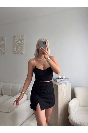 ست بالاتنه و پائین تنه مشکی زنانه بافتنی Zora Butik - کد 951524757
