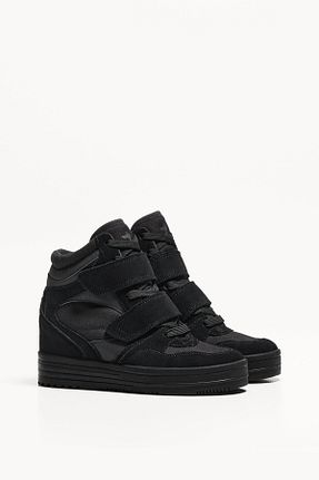 کفش اسنیکر مشکی زنانه بند دار Bershka - کد 951547460