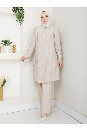 ست بالاتنه و پائین تنه حجاب بژ زنانه رگولار BELLİNA - کد 951573563