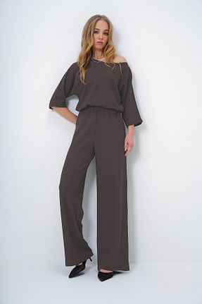 ست بالاتنه و پائین تنه قهوه ای زنانه بافتنی Trend Alaçatı Stili - کد 891517521