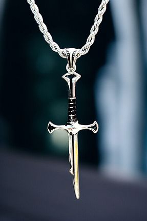 گردنبند استیل ( فولاد ) سفید مردانه روکش نقره AK STORE SİLVER - کد 932573491