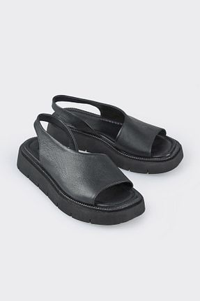 صندل اسپرت مشکی زنانه چرم خالص Elle - کد 818033616