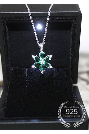 گردنبند نقره سبز زنانه 925 عیار carrot silver - کد 950105002