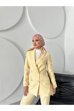 ست بالاتنه و پائین تنه زرد زنانه بافتنی VUNTAL - کد 942261614