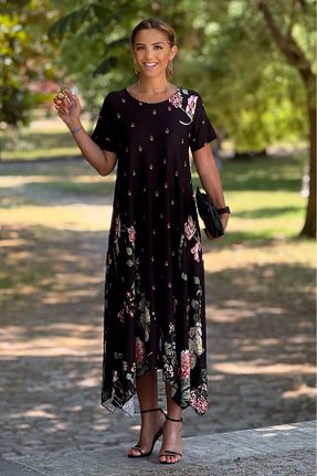 لباس سایز بزرگ مشکی زنانه Straight Nevin Kaya Moda - کد 132136949
