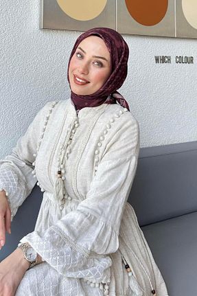 روسری زرشکی پلی استر lamelif - کد 939125725