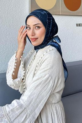 روسری سرمه ای پلی استر lamelif - کد 939114089