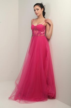 لباس مجلسی و فارغ التحصیلی صورتی زنانه پلی استر By Saygı - کد 878806354