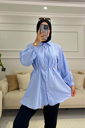 پیراهن حجاب آبی زنانه رگولار HİFADEN - کد 890307911