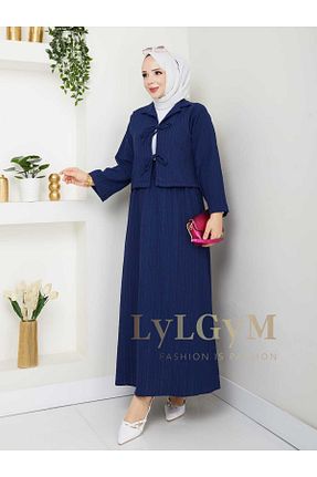 کافتان و کیمونو حجاب سرمه ای زنانه کتان LyLGyM FASSION IS PASSION - کد 946285353