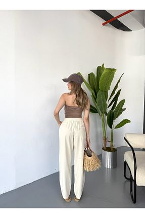 شلوار سایز بزرگ نباتی زنانه بافتنی Dechers - کد 920837797
