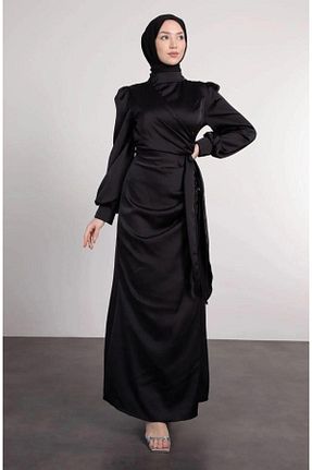 لباس مجلسی حجاب مشکی زنانه یقه ایستاده Suedcollection - کد 818697593