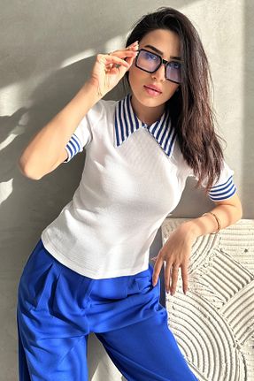 بلوز سفید زنانه اسلیم فیت Chicup - کد 930827914