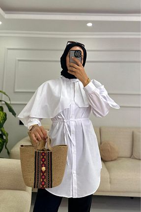پیراهن حجاب سفید زنانه رگولار HİFADEN - کد 921137310