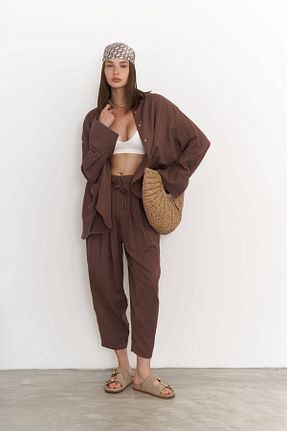 ست بالاتنه و پائین تنه قهوه ای زنانه بافتنی BOHEMAİ - کد 830527404