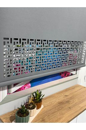 پرده کشوئی طوسی کلاسیک Stor winella - کد 928297294