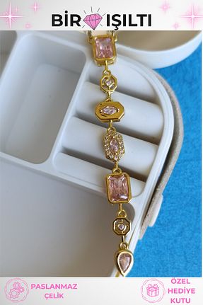 گردنبند استیل ( فولاد ) زرد زنانه استیل ضد زنگ Birmem - کد 949785533