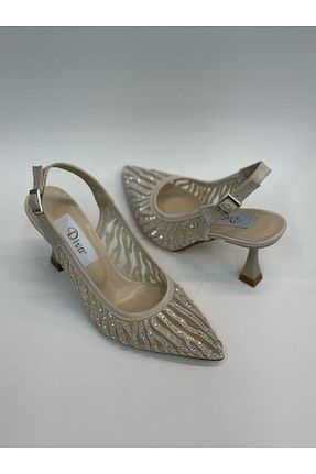 کفش مجلسی بژ زنانه پاشنه نازک DİVA - کد 949798059