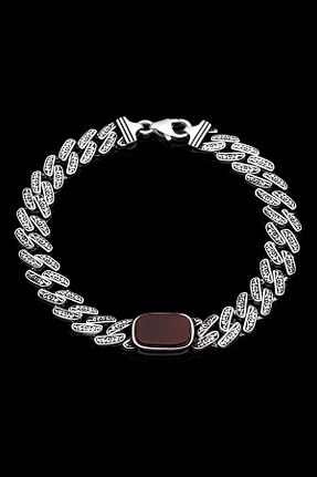 دستبند نقره طوسی مردانه 925 عیار OTTOTESBİH - کد 950093967