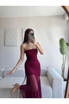 لباس زرشکی زنانه بافتنی Zoom Butik - کد 950123474