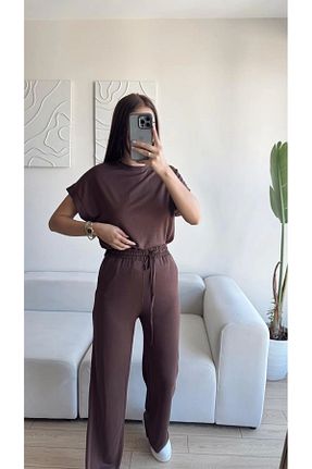 ست بالاتنه و پائین تنه قهوه ای زنانه بافتنی Zoom Butik - کد 950127873
