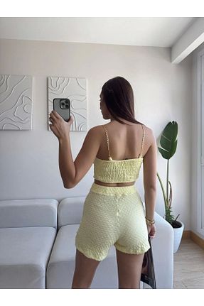ست بالاتنه و پائین تنه زرد زنانه بافتنی Zoom Butik - کد 950130470