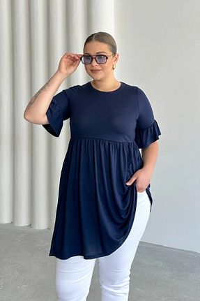 تونیک سایز بزرگ سرمه ای زنانه بافتنی Stil Diva - کد 950516574