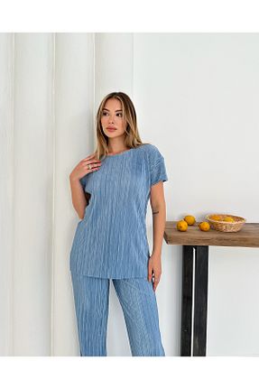 ست بالاتنه و پائین تنه آبی زنانه بافتنی verabelle - کد 950525464