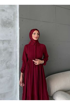 لباس حجاب زرشکی زنانه رگولار ENSA TESETTUR - کد 950595615
