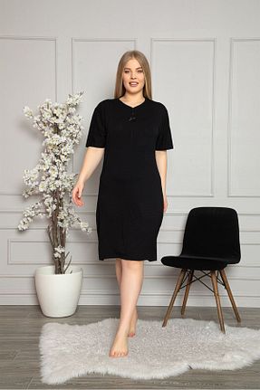 لباس سایز بزرگ مشکی زنانه پنبه - ویسکون Asel - کد 950632740