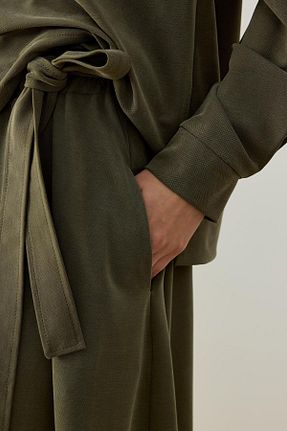 ست بالاتنه و پائین تنه خاکی زنانه بافتنی Hilay - کد 950639630