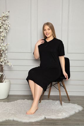 لباس سایز بزرگ مشکی زنانه پنبه - ویسکون Asel - کد 950632740