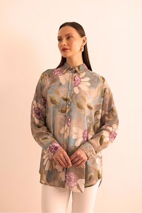 بلوز بژ زنانه طرح دار Aker - کد 950643524