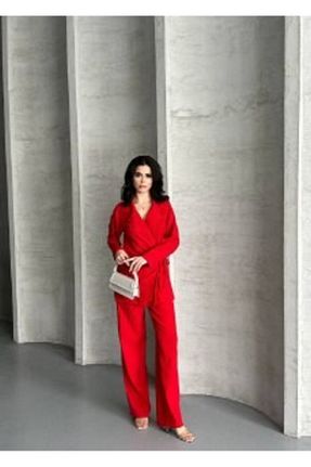 ست بالاتنه و پائین تنه قرمز زنانه بافتنی FA Butiq - کد 950652827