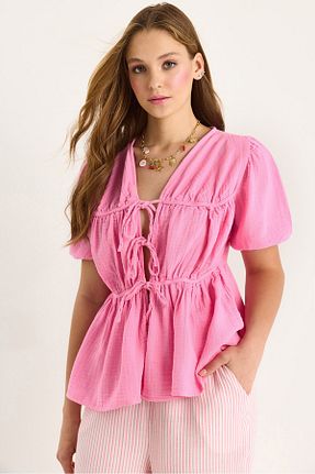 بلوز صورتی زنانه ساده Bianco Lucci - کد 951027386