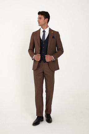 کت و شلوار قهوه ای مردانه یقه نوک تیز The Tailor Classics - کد 951944352