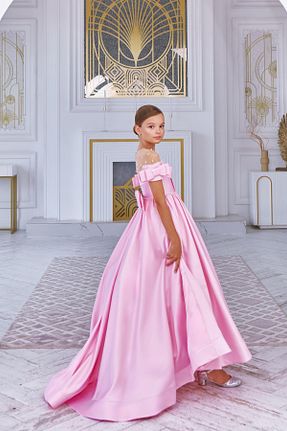 لباس مجلسی و فارغ التحصیلی صورتی بچه گانه ساتن By Feyza Kids Collection - کد 951760911