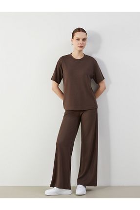 شلوار کرمگن قهوه ای زنانه Relaxed LC Waikiki - کد 930326331