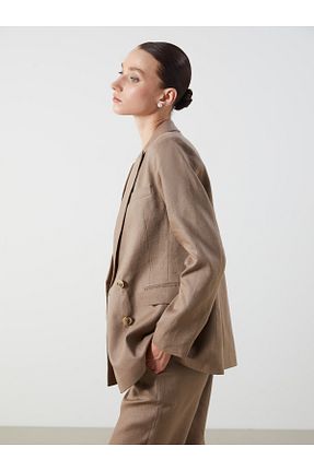 کت بلیزر قهوه ای زنانه %100 پنبه LC Waikiki - کد 944697318