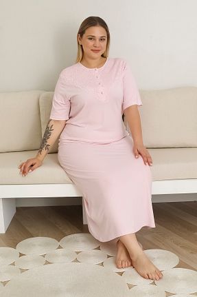 لباس شب سایز بزرگ صورتی زنانه ساده ERDENİZ TEKSTİL - کد 951771385